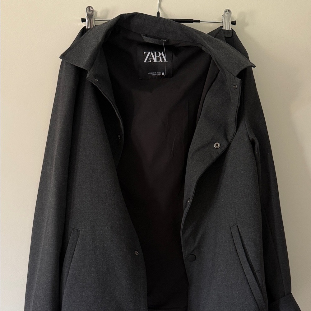 Zara Men's Charcoal Trench Coat